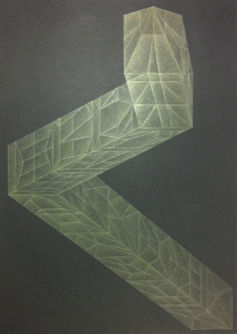 JoeNeill-MonumentFive-2012 dessin crayons couleurs sur papier noir 42x29 cm
