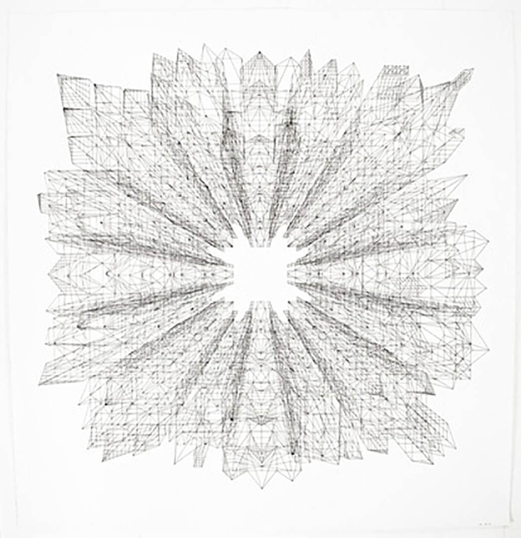 Joe Neill-utopiaTwo- 2012 Dessin encre de chine s/papier 150x150 cm