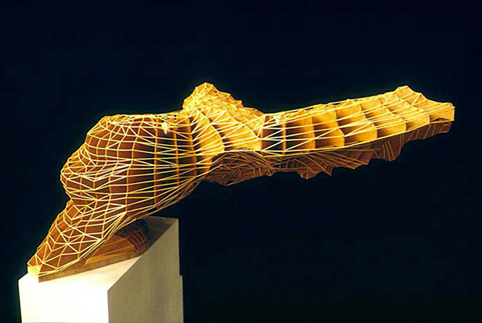 JoeNeill-BlueShiftedLandscape-1992 Sculpture bois 60x60x103 cm